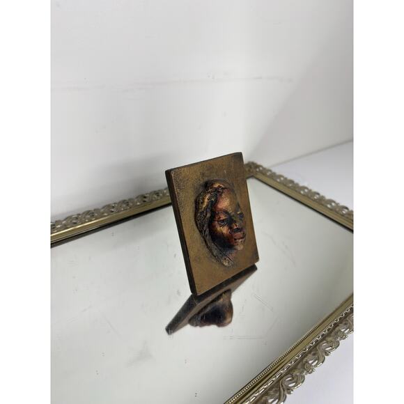 Unique Signed Bronze Plaque Sculpture with Face , Oditity - Picture 4 of 10